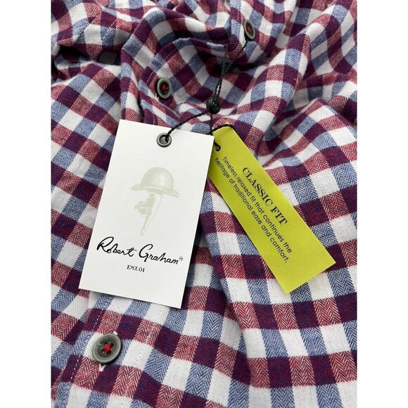 Robert Graham Gunzer Classic Fit Check Button-Down Shirt NWT Brushed Cotton Sm - Picture 7 of 10